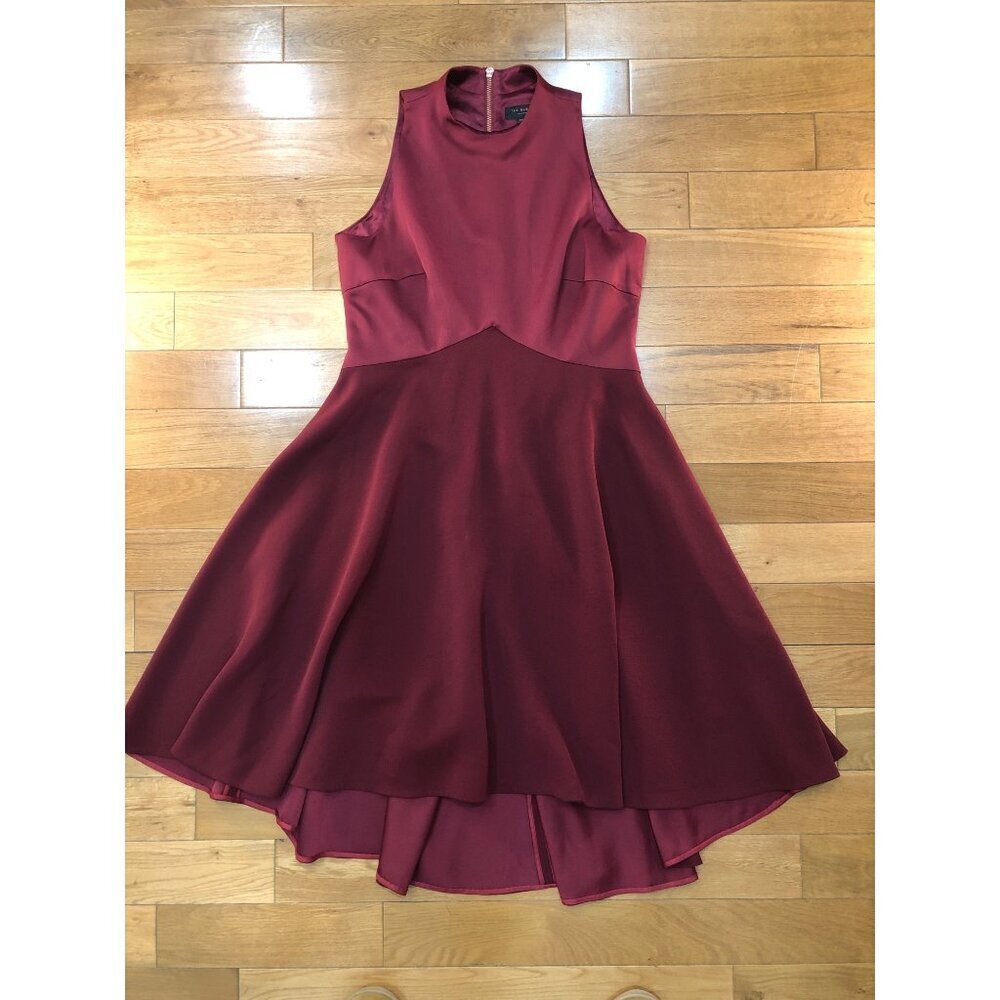 Ted Baker London High Low Burgundy Kandal Dress Size 3 - Picture 10 of 13